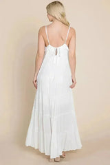 Tiered Tie Strap Cami Maxi Dress - Femstylo