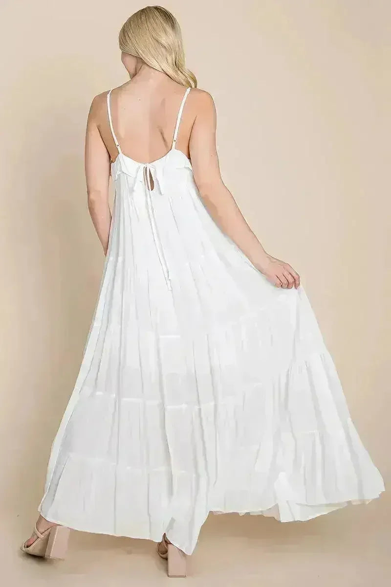 Tiered Tie Strap Cami Maxi Dress - Femstylo
