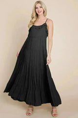Tiered Tie Strap Cami Maxi Dress - Femstylo