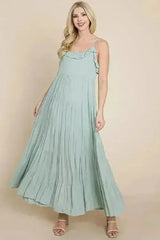 Tiered Tie Strap Cami Maxi Dress - Femstylo