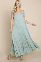 Tiered Tie Strap Cami Maxi Dress - Femstylo