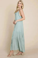 Tiered Tie Strap Cami Maxi Dress - Femstylo