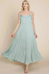 Tiered Tie Strap Cami Maxi Dress - Femstylo