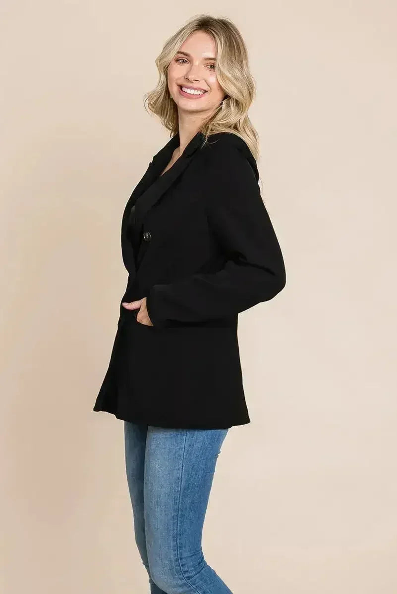 Double Breasted Lapel Collar Jacket Blazer - Femstylo