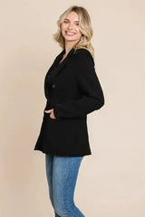 Double Breasted Lapel Collar Jacket Blazer - Femstylo