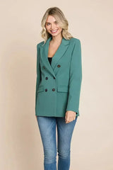 Double Breasted Lapel Collar Jacket Blazer - Femstylo