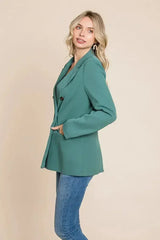 Double Breasted Lapel Collar Jacket Blazer - Femstylo