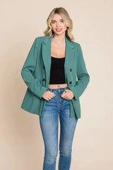 Double Breasted Lapel Collar Jacket Blazer - Femstylo
