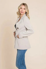 Double Breasted Lapel Collar Jacket Blazer - Femstylo