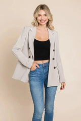 Double Breasted Lapel Collar Jacket Blazer - Femstylo