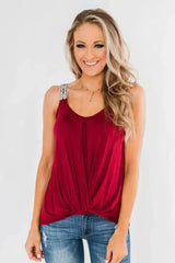 Red Somewhere Next To You Twist Summer Tank Top - Femstylo