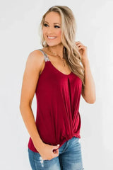 Red Somewhere Next To You Twist Summer Tank Top - Femstylo