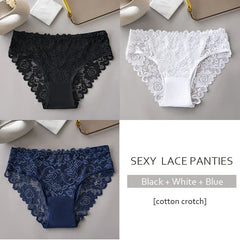 3PCS/Set Luxury Floral Embroidery Lace Panties Women Briefs Sexy Hollow Lingerie Female Underwear Ladies Breathable Underpants
