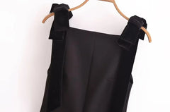 TFMLN Autumn New Women Dress 2024 Slim Chic Sleeveless Dress Bow Casual Mini Frock Female Fashion Elegant Short Party Dress