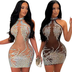 Sexy Summer Women Clothing Mesh Lace Embroidery Nightclub Ladies Dress One-piece Short Skirt Urban Style Elegant Commuting Style