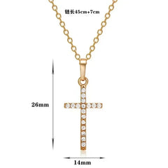Luxury Zircon Cross Pendants Necklace Fashion Light Golden Silver Color for Men Women Jewelry Chain Accessory