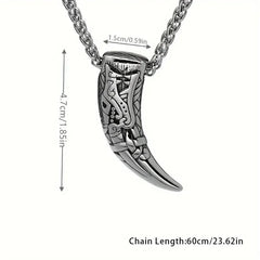 Vintage Titanium Steel Nordic Mythology Spiritual Viking Necklace Men Wolf Teeth Necklace for Men Amulet Jewelry