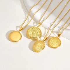 Vnox Stainless Steel Heart Locket Necklace Pendant with Photo Frame, Elegant Gold Plated Design Womens Gift