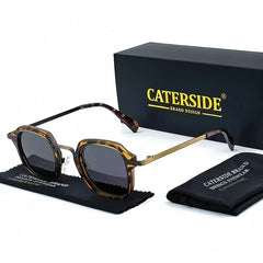 Caterside Punk Retro Polarized Sunglasses Men Mental Fashion Square Sun Glasses Women Outdoor Travel Driving Eyewear UV400