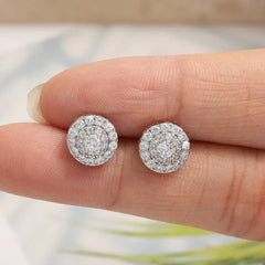 TrendMen Hiphop Rock Round Copper Zirconia Stud Earrings For Men Boy Silver Color Metal Crystal Earring Party Ear Jewelry Gifts