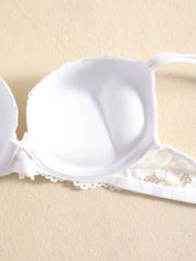 1 Set Elegant Lace Embroidery Breathable Fabric Lingerie Set Push-Up Bra Drop Waist Sheer Panty - Ultimate Valentine's Day