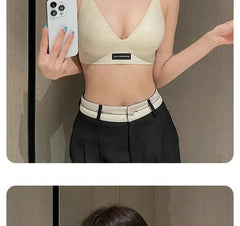 MOYISU Lingerie Women's Summer Traceless Small Bra Pull Together No Underwire Jelly Bar Soft Support Tuck Back Bra Cover