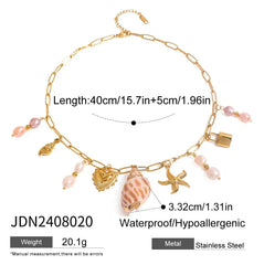 Zora Conch Charm Necklace | Bohemian Beach Jewelry -femstylo