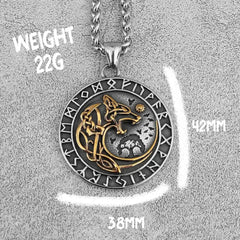 Norse Mythology Viking Wolf Necklaces Men Stainless Steel Viking Runes Vegvisir Amulet Pendant Scandinavian Vintage Male Jewelry
