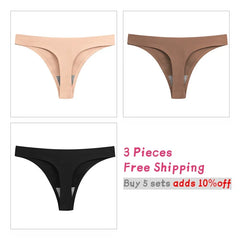 WarmSteps 3Pcs/Set Women's Sexy Thongs Seamless Yoga Panties for Woman S-XXXL Plus Size G Strings Thongs Femme Tangas Low Rise