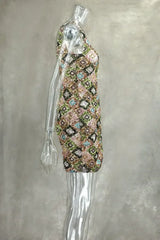 Colorful Rhombus Sequins Sexy Mini Dress Elegant Chic Straps Slit Bodycon Party Dresses Summer Holidays Evening Women Dress 2025