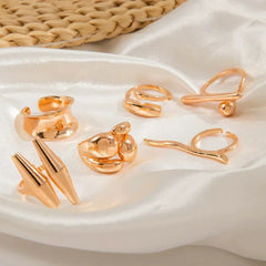 Docona Fashion Elegant Stacking Gold Colour Rings Geometric Design Ring Set Accessories Daily Festival Party Gifts 27910