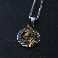 stainless steel King of War Spartan Warrior Portrait Pendant Men\'s Necklace Trend Rock Hip Hop Party Jewelry Christmas Gift