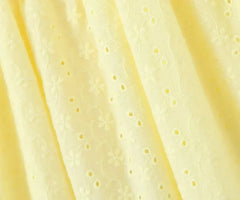 YENKYE Sexy Elegant Women Hollow Out Embroidery Yellow Sling Mini Dress Low Waist Lace Up Bandage Party Dresses Birthday Robe