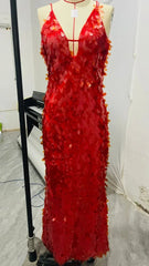 Sexy Women Maxi Dresses Elegant Sequins Sleeveless Female Long Dress Fashion Solid Deep V Neck Ladies Party Robe Dress