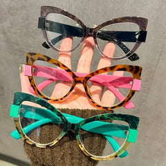 Women Large Cat Eye Reading Glasses Trendy Fashionable Oversized Far Sight Eyeglasses Men Female Anti-blue Plus Diopter Glasses