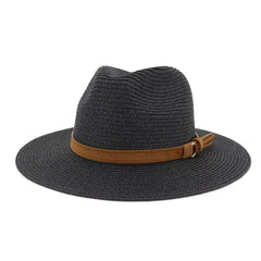 New Big Size 59-60CM Panama Hat Summer Sun Hats for Women Man Outdoor Beach Straw UV Protection Cap Chapeau Jazz Trilby Cap