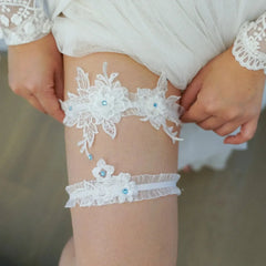 K03 2 PCS Sexy Lace Flower Crystal Pearls Wedding Garter Belt Thigh Ring Bridal Leg Garter Stocking Garter Belt Girl Women