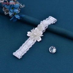 TOPQUEEN ST40 Sexy Lace Flower Thigh Ring Crystal Beaded Pearls Wedding Garter Belt Bridal Cosplay Fashion Stocking Ring