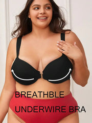 Finetoo Front Buckle Women Bra Back Smooth Out Shaper Bra Plus Size Wide Band Bras Shapewear Back Fat Smooth Underwear CD Cup