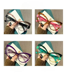 Women Large Cat Eye Reading Glasses Trendy Fashionable Oversized Far Sight Eyeglasses Men Female Anti-blue Plus Diopter Glasses