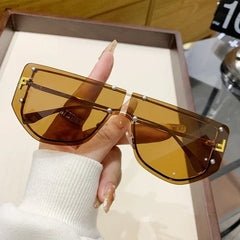 Sunglasses Integrated Frame High-end Frameless New Sunglasses Metal Polygonal Fashion Glasses 90288