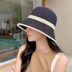 Outdoor Sunshade Hats Summer Breathable Hollow Knitted Korean Fashion Women Fisherman Hat Permeability Crochet Retro Bucket Hat