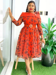 Wedding Party Women Dress Dashiki Print Midi Robe Dubai African Evening Gown 2025 Fashion Clothing Elegant Ladies Dresses Boubou