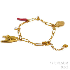 Classic Hot Selling Bull Horn Sacred Heart Detachable Pendant Necklace for Women's Horseshoe Rock Gesture Splicing Necklace