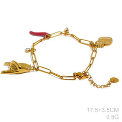 Classic Hot Selling Bull Horn Sacred Heart Detachable Pendant Necklace for Women's Horseshoe Rock Gesture Splicing Necklace