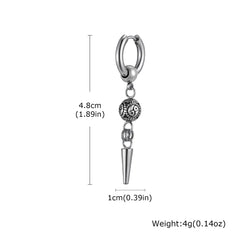 Punk Men's Huggies Earrings,Vintage Long Chain Stainless Steel Ear Drop,Stylish Cross Earring Gift