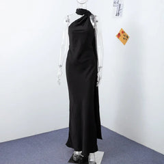 Backless Lace-Up Maxi Dress | Ribbon Sleeveless Evening Gown - Femstylo