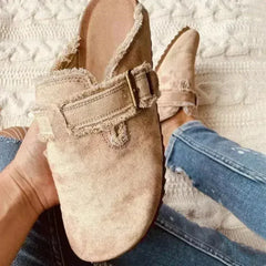 Women's Vintage Canvas Loafers - Flat Heel Round Toe Clogs - Femstylo