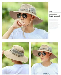 Hat Men's Outdoor Fishing Fisherman Hat Men's Large-brimmed Sun Hat Summer Sun Hat Youth Foldable Fishing Hat