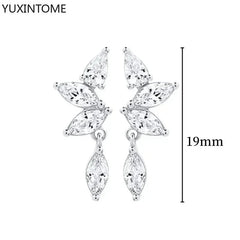 925 Sterling Silver Ear Needle Fashion Hoop Earrings White Crystal Luxury Women's Silver Earrings Wedding Women's Jewelry Gift